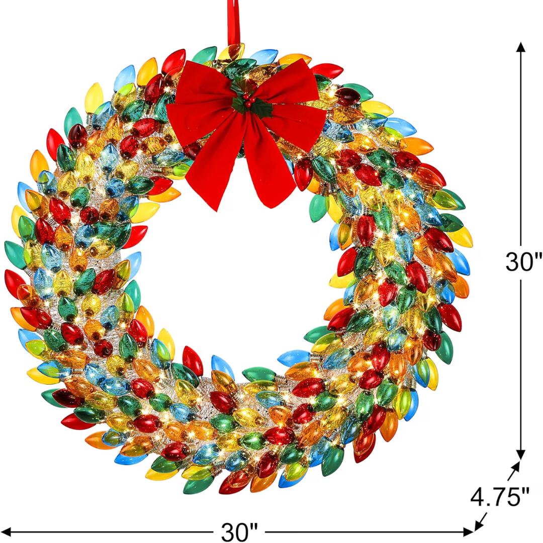 Mr. Christmas 30" Retro C9 Bulb Wreath - Multi-Color