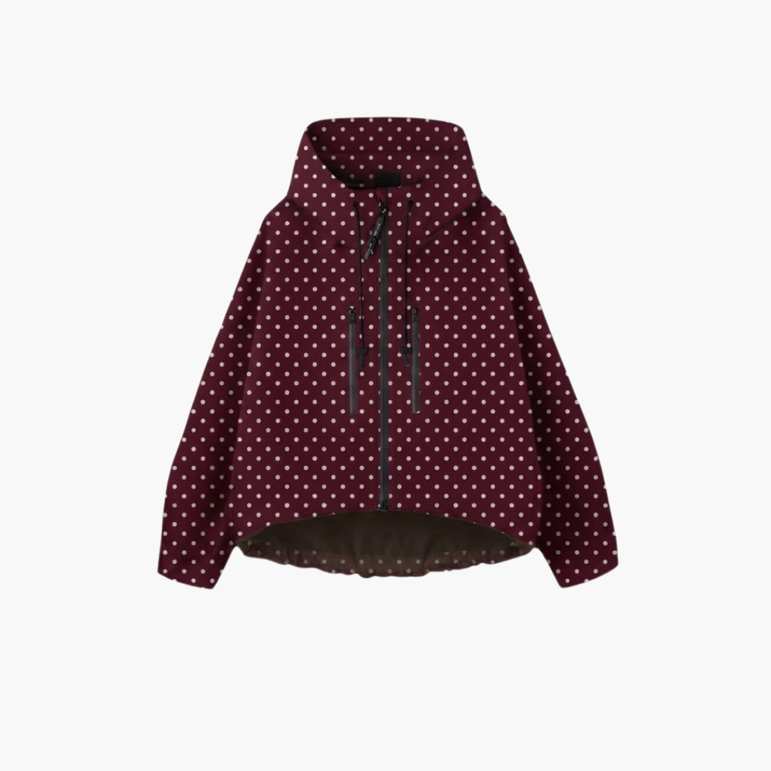 Women's Hooded Rain Jacket With Pleated Hem