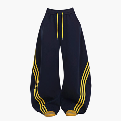 Summer Retro Three Stripes Colorblock Wide Leg Pants