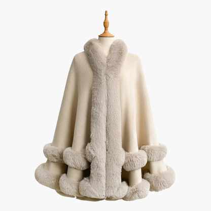 Luxury Faux Fur Hooded Cape Shawl