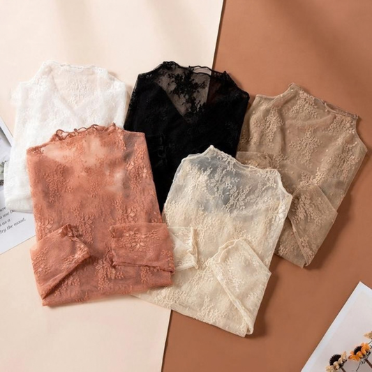 Women's 5-Pack Floral Lace Mesh Long-Sleeve Innerwear