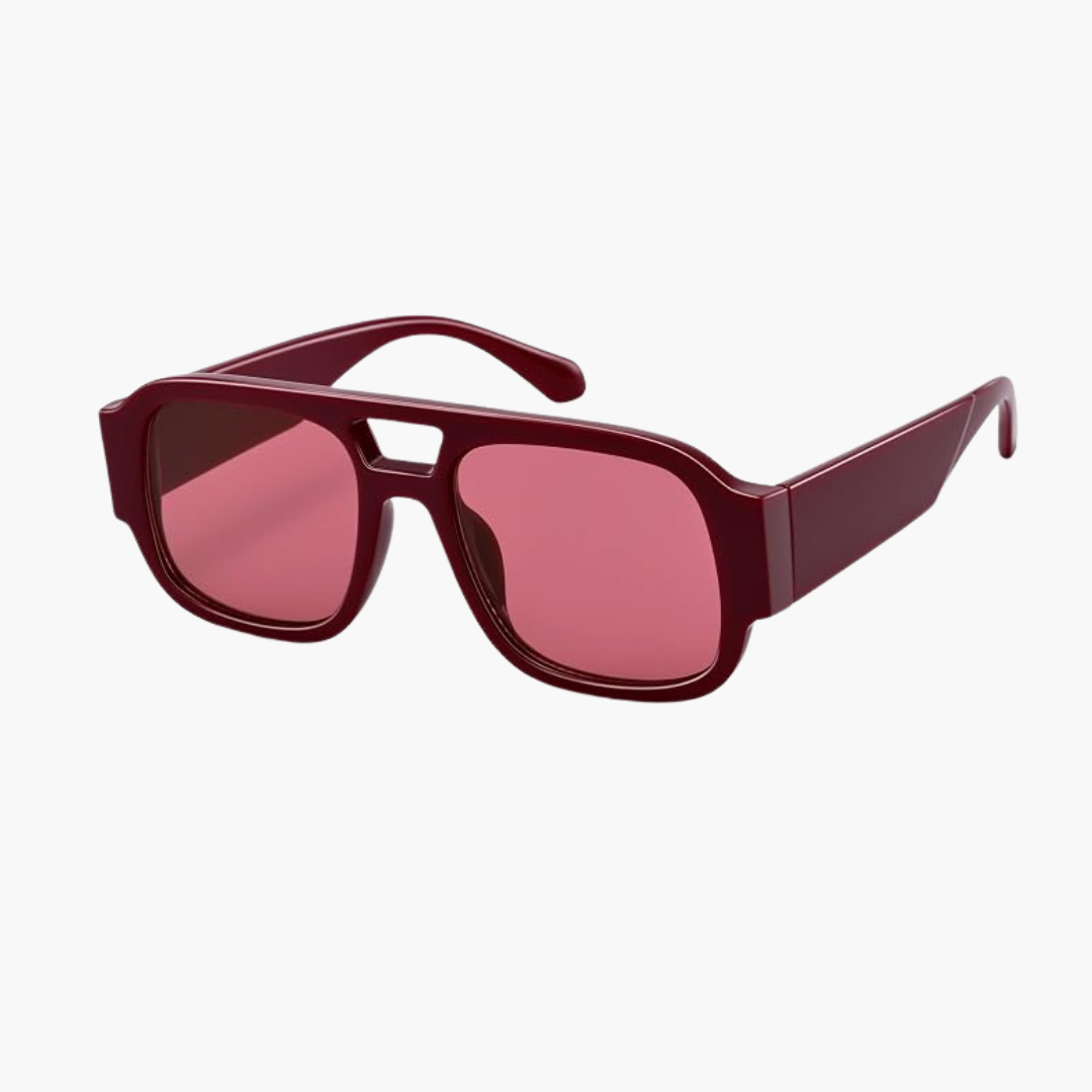 Oversized Square Double Bridge Aviator Sunglasses