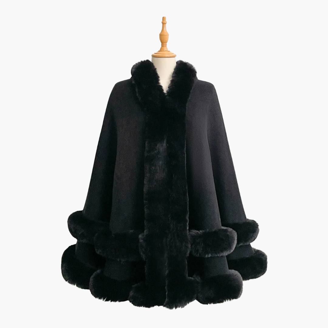 Luxury Faux Fur Hooded Cape Shawl