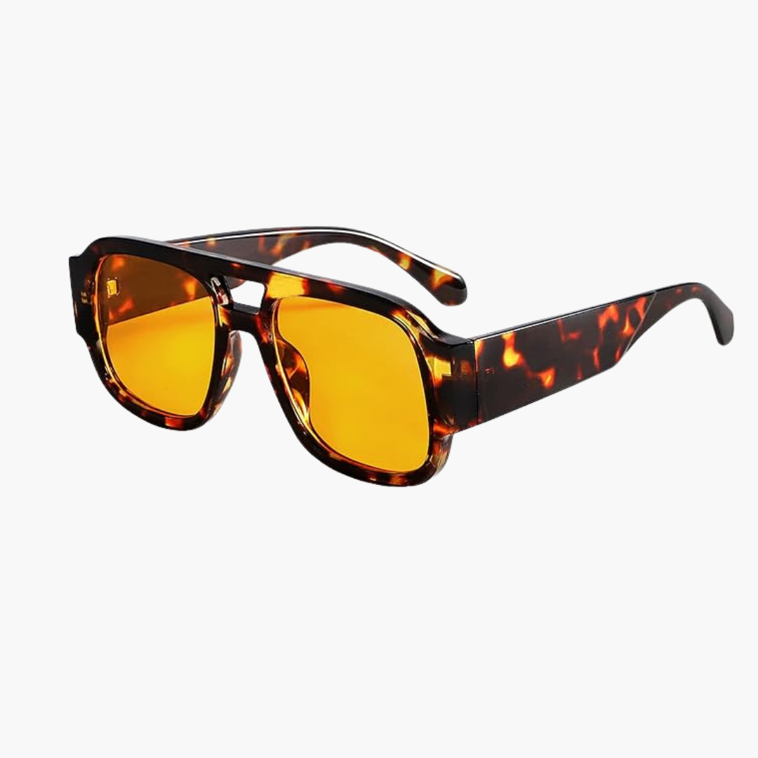 Oversized Square Double Bridge Aviator Sunglasses
