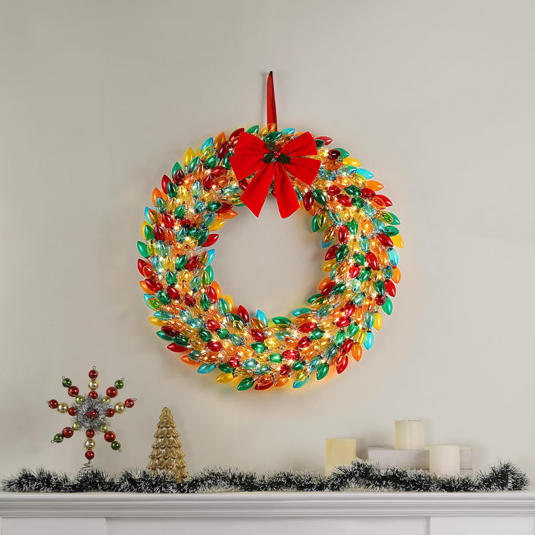 Mr. Christmas 30" Retro C9 Bulb Wreath - Multi-Color