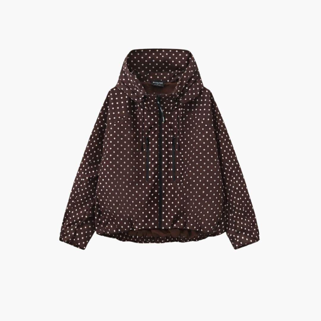 Women's Hooded Rain Jacket With Pleated Hem