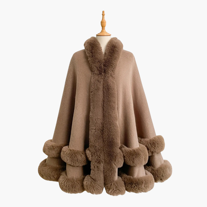 Luxury Faux Fur Hooded Cape Shawl