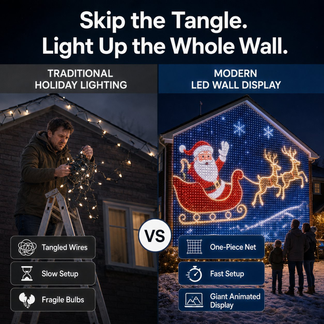 Christmas LED House Net & Smart Outdoor Wall Curtain Light