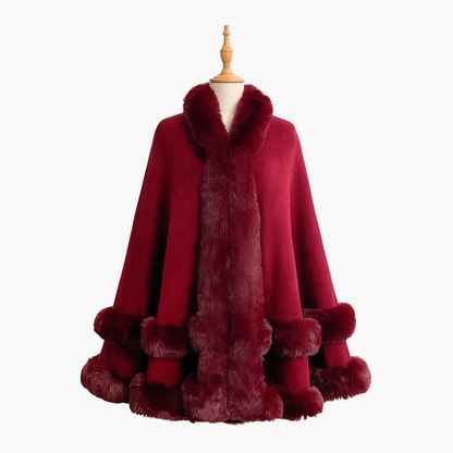 Luxury Faux Fur Hooded Cape Shawl
