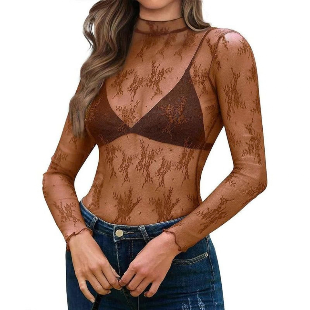 Women's 5-Pack Floral Lace Mesh Long-Sleeve Innerwear