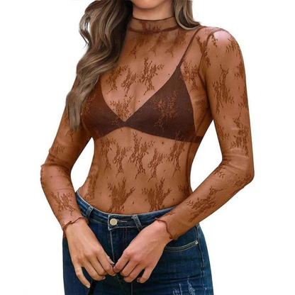 Women's 5-Pack Floral Lace Mesh Long-Sleeve Innerwear