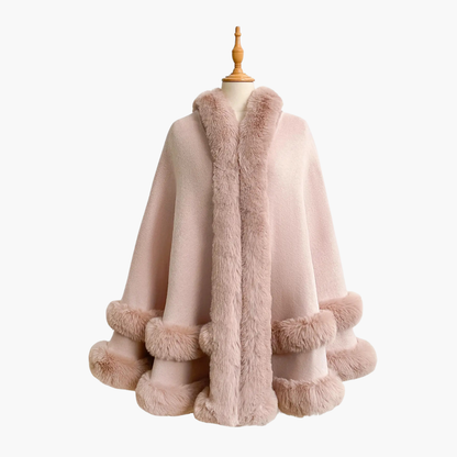 Luxury Faux Fur Hooded Cape Shawl