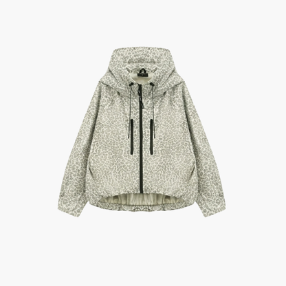 Women's Hooded Rain Jacket With Pleated Hem