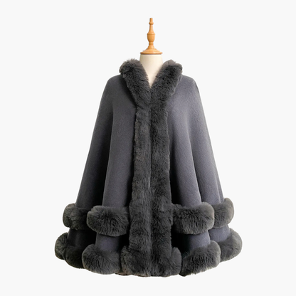 Luxury Faux Fur Hooded Cape Shawl