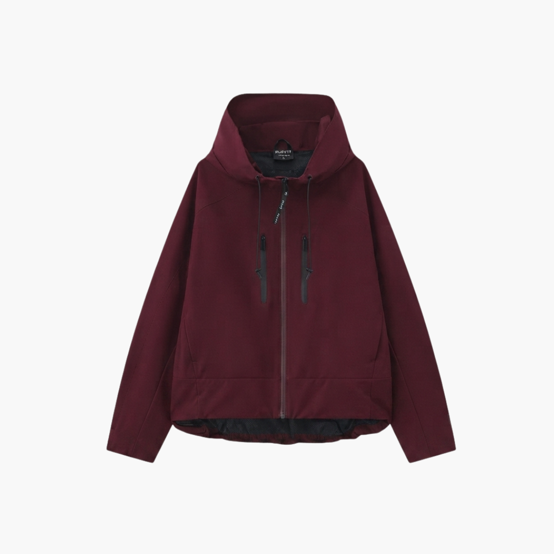 Women's Hooded Rain Jacket With Pleated Hem