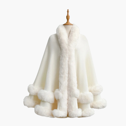 Luxury Faux Fur Hooded Cape Shawl
