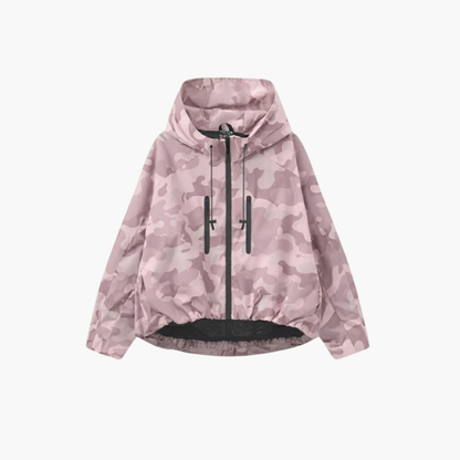 Women's Hooded Rain Jacket With Pleated Hem