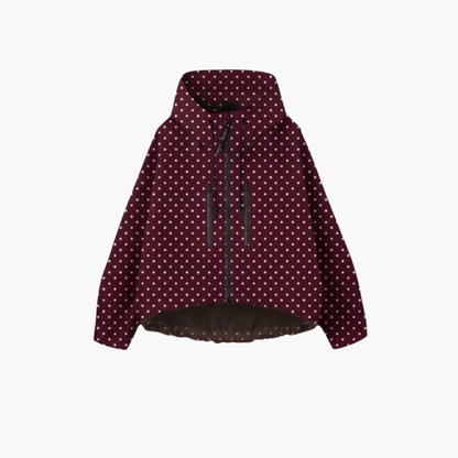 Women's Hooded Rain Jacket With Pleated Hem