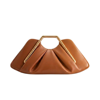Women's Leather Clutch with Gold-Tone Handle