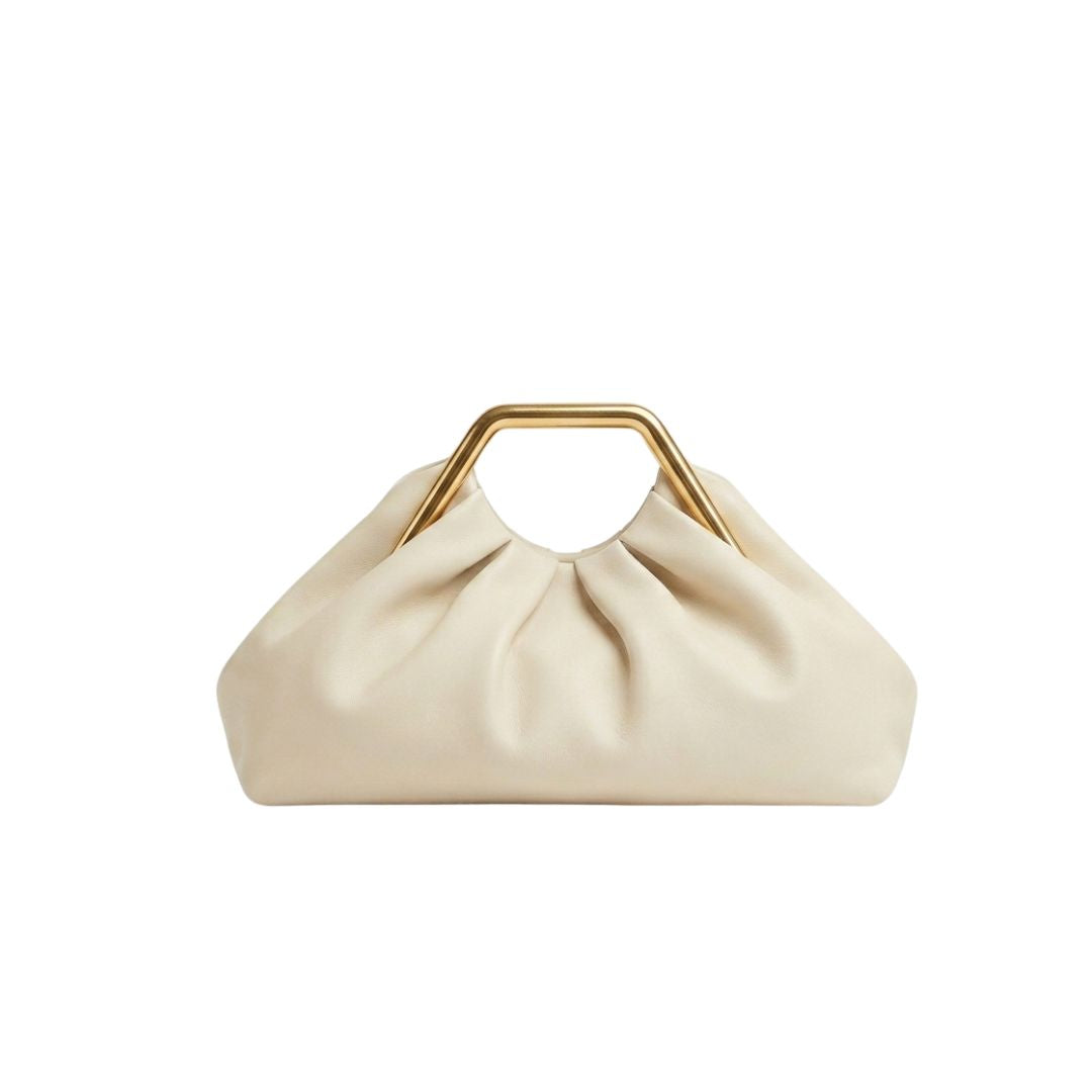 Women's Leather Clutch with Gold-Tone Handle